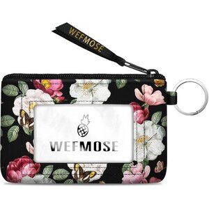 Small Wallet Keychain with Clear ID Window Zipper Cute ID Case Coin Purse for Wo